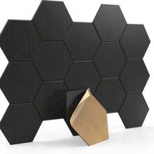 12pcs Self-Adhesive Acoustic Foam Panels, 12x10 Inches, High Density 339.51LB/M², Sound Absorbing Insulation Decorative Tiles, No Nails Wall Decor, Multi-Purpose For Valentine's Day, Home, Study, Office, Classroom, Christmas & New Year Decoration, Photo Display, Message Board, Creative New Year Gift - Multicolor/A - View 2