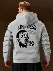 New Plus Size Men Outdoor Casual Hooded Sweatshirt, Autumn/Winter - Grey - View 1