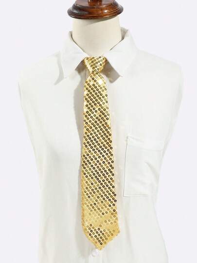 1pc Men's Casual Fashion Solid Color Bling Sequin Decor Zipper Ascot Cravat Tie Pin, Suitable For Party, Holiday, Daily Wear, Banquet, Stage Performance, Available In Gold, Light Blue, Pink, Burgundy