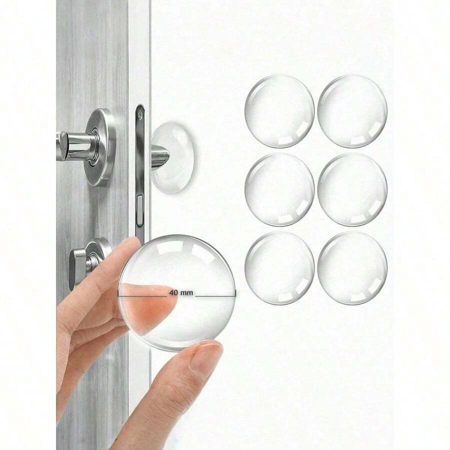 6pcs Clear Silicone Self - Adhesive Door Knob, Strongest Home Wall & Door Handle Stopper, Round Wall Shield Cushion, Quiet Wall Protector For Door Handle, Guard Door Bumper Silencer - 無色 - 查看 1