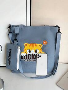 Canvas Tote Bag, Suitable For StudentsOne Shoulderer Bag, Crossbody Canvas Bag, Versatile & Large Capacity Backpack