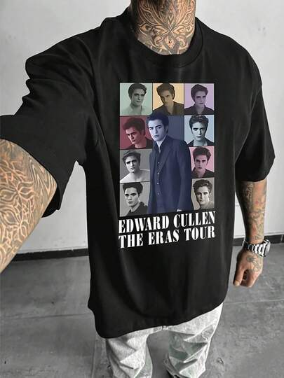 Camiseta cómoda y suave con estampado del personaje Crepúsculo, camiseta para hombre, camiseta casual de verano de manga corta, camiseta de algodón pesado de 220 g