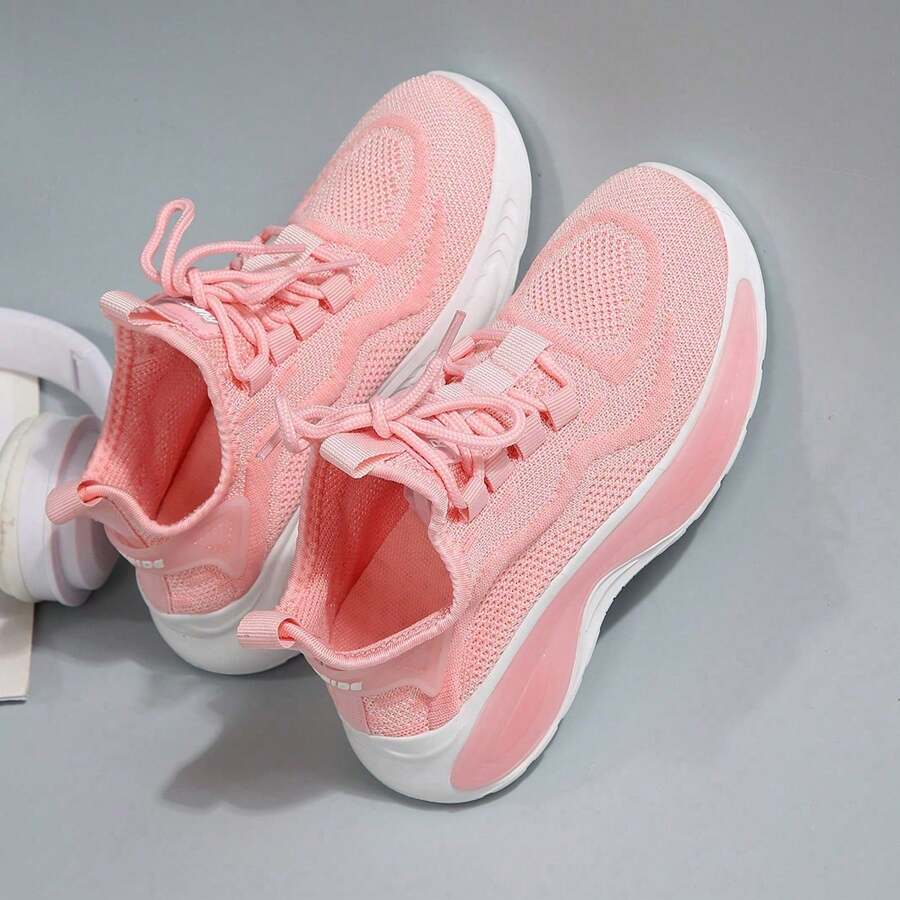 Kids Lace-Up Sneakers – Lightweight Breathable Running & Walking Shoes For Boys & Girls, Gym & Outdoor Sports, Little Kid/Big Kid - 粉色 - 查看 1