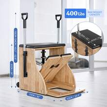Premium Solid Wood Pilates Chair Studio-Quality Stability Chair Adjustable Split Pedal, 4 Medical-Grade Springs & 3-Level Handles​All-In-One Home Gym For Full-Body Workout, Rehab & Free Non-Slip Socks - White - View 10