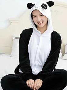 Mameluco de Panda para Adulto - Blanco y Negro - Ver 1