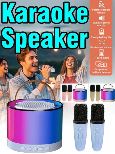 1 Set Wireless Singing Microphone With Audio Integration, Built-In Speaker, Portable Outdoor Heavy Bass Subwoofer, RGB Ambient Lights, High Volume, Long Battery Life, Mini Karaoke Machine For Home KTV, Single Or Dual Microphone Options