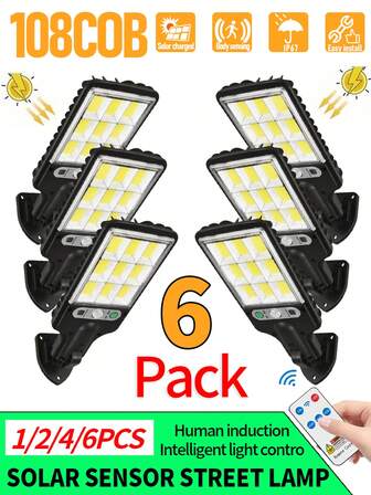 Outdoor Led Solar Street Light Waterproof RIR Motion Sensor Wall Lamp With 3 Lighting Modes,Human Motion Sensor Street Light, 3 Lighting Modes, 120 ° Wide-Angle Spotlight, With Remote Controller, Automatic Dusk Lighting, Waterproof, Energy-Saving, Durable For Garden Yard Pathway Garage-1/2/4/6/8PCS