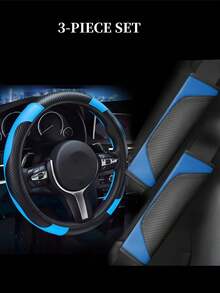 6 Pezzi Set Accessori Auto in Pelle PU, Coprivolante, Copri Console Centrale, Copri Freno a Mano, Copri Cintura di , Copri Bracciolo, Accessori Auto, Modanature Interni Automobile.