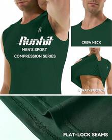 GYHSRunhit Sleeveless Compression Shirt Men Top Athletic Muscle Shirts Men - 墨綠色 - 查看 4
