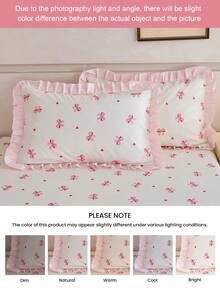 1pc Bow & Star Print Ruffle Pillow Cover (Pillow Insert Not Included), Unique Romantic Ins Style Decorative Throw Pillow Case, Suitable For Bedroom, Dorm, Sofa And Lounge Chair. Oeko-Tex Certified - Multicolor - View 10