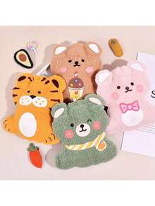 1 pezzo Borsa dell'acqua calda universale in peluche a forma di tigre, adatta sia per uomini che per donne, capacità di circa 500ml (il rivestimento interno e la copertura in tessuto sono integrati e non possono essere separati), riutilizzabile, a prova di esplosione, a tenuta stagna, scalda mani, adatta per l'uso all'aperto in inverno, campeggio, viaggi, casa, ufficio, scuola, dormitorio - Multicolore - Visualizzare 5