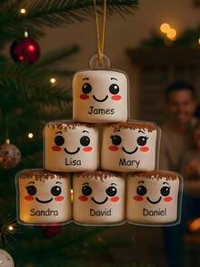 1PC Personalized Marshmallow Family Christmas Ornament Custom Name Holiday Keepsake Cute Marshmallow Couple Ornament Kids Parents Grandparents Decoration Unique 2025 Christmas Gift For Family Friends Couples And Loved Ones Christmas Christmas Decorations Room Decor Bedroom Home Decor - Multicolor - View 8