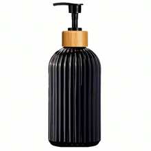 16.9oz Soap Dispenser With Bamboo Pump - Refillable Plastic Bottle, Vertical Stripe Design For Kitchen & Bathroom, High-Quality Hand Soap, Dish Soap, Lotion Pump Bottle Green,Clear,Black,Amber - Multicolor - View 15