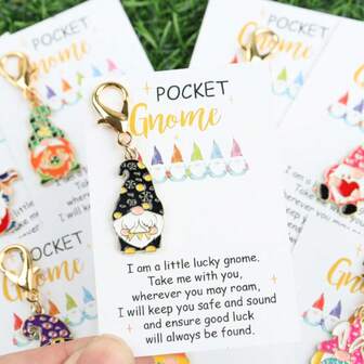 8 delar söta dvärgnyckelringsset, väsktillbehör med inspirerande dvärgficka, inspirerande berättelsekort, positivt stöd; lämplig som julklapp till familj och vänner, lycka till-present, välsignelse-present, julklappspåseberlocker, biltillbehör, lärare och syster, presentidéer