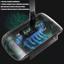 Barredora de empuje de mano, limpieza doméstica, casa 2 en 1 (barredora + mopa) barredora perezosa barredora, plástico duradero para pisos de madera y azulejos - herramienta versátil que ahorra espacio, ideal para el hogar, diseño moderno y eficiente - Celeste - Ver 5