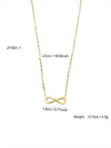 1pc 18k Gold Plated Titanium Steel Women's Infinity Loop Necklace, Perfect For Everyday Wear
