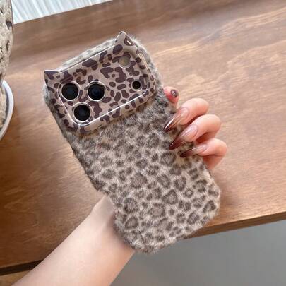 New Autumn/Winter High-End Leopard Plush Phone Case Suitable For IPhone 17 Pro Max, 17 Pro, 16, 15 Pro Max, 15 Pro, 15, 14 Pro Max, 14 Pro, 14, New 13 Pro Max, Comfortable And Warm, Minimalist, Fashionable For Women