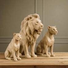 Lion Family Sculpture Kit Decorative Luxury - Modern For Living Room Office Bedroom Exclusive Sophisticated Gift - 摩卡棕 - 查看 5