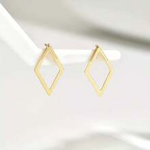 Geometric Triangle Earrings, Minimalist Jewelry, 18k Gold Plated, 925 Silver - 金色 - 查看 5