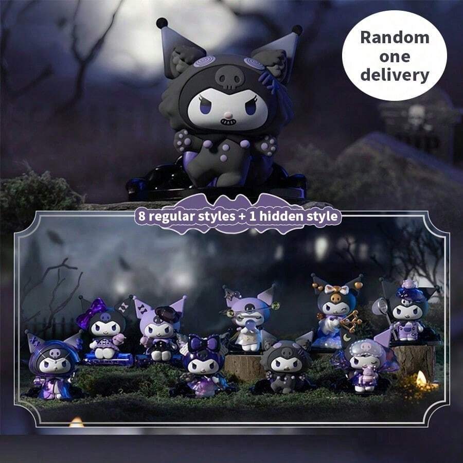 Sanrio Kuromi Werwolf Mörder Serie Figur Blindbox, 8 reguläre Modelle + 1 verstecktes Modell, mit dunklem Design, geeignet für Schreibtisch Dekoration und Sammlung, oder als Geburtstagsgeschenk