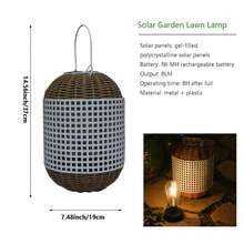 1pc Handmade Outdoor Rattan Lantern With Solar Powered Vintage Bulb, Tabletop Atmosphere Light For Garden Patio Lawn Villa Camping Decor - Multicolor - View 17