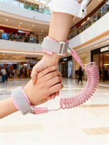 安全防游走腕带系统，带弹簧伸缩绳和可调节绑带 - 柔软舒适的设计，安全贴合，家长监督工具（蓝色） - 非常适合购物、公园、医院、安全带、步行安全带、牵引绳、儿童安全带、儿童安全带、步行助手、耐用结构、轻质材料、日托中心、家长