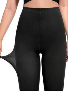 1 Pair/2 Pairs Black Plus Size Tights, Loose Fit, High Density Ultra-Thin High Stretch Tights Suitable For Everyday Wear (Please Refer To The Size Chart When Purchasing, Do Not Leave Negative Reviews Due To Inappropriate Length Or Width, The Size Chart Is Provided), Cozy - Black - View 5