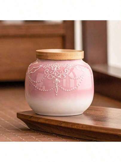 1 Piece Hand-Painted Carved Pattern Ceramic Tea Canister Coffee Can Candy Storage Jar Portable Sealed Teapot Purple Clay Travel Tea Box, Home Decor, Storage Organizer, Bestie Gift, Desktop Decoration