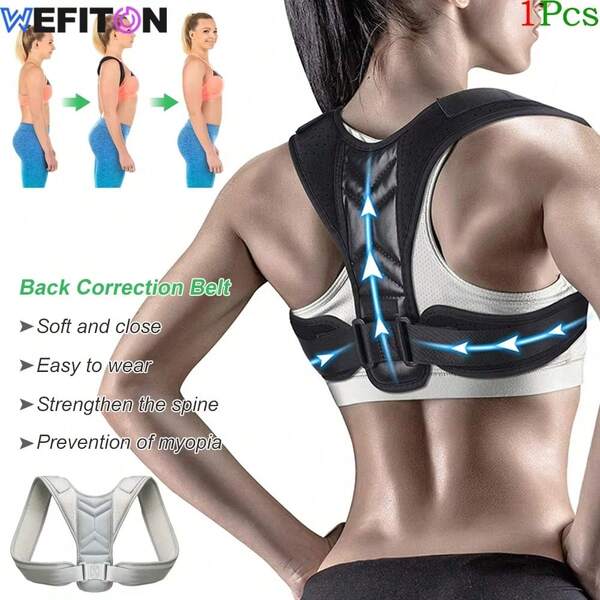 1pc Unisex Posture Corrector, Upper And Lower Back Support, Adjustable And Full Back Support, Improves Back Posture And Lumbar Support, Ergonomic Design, Suitable For Daily Posture Improvement Unisex Adjustable Shoulder Strap, Comfortable And Breathable Design, Enhances Body Confidence, Lightweight And Flexible, Ideal For Daily Wear, Office Use, Sports And Fitness