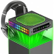 Multifunction Cooling Fan With Heatsink, Dust Cover, Display, RGB Light, Temperature Control For Series X Console Accessories - Includes Headphone Stand