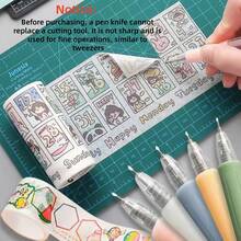 1pc Art Utility Knife PenPush Style Art Knife Set For Sticker Album, Cutting Tool, Utility Knife, Lettering Knife, Student Diy Arts And Crafts Supplies(Notice: Pen Knife Can Not Replace A Knife, Belongs To The Stationery Supplies,Not Sharp),Back To School,School Supplies