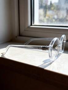 1pc Plain Color Casual Natural Feather Women Eyeglasses, All Season