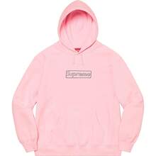 Supreme X K Chalk Logo Hooded Sweatshirt SS21 (SS21SW39) Men Cotton Winter Autumn Sport Outwear Pullover Long Sleeve Tops Warm Soft Sweatshirts - 粉色 - 查看 3