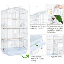 Butterslay 1PC 64″H Metal Open Top Bird Cage Rolling Parrot Cage For Budgie Parrot Canary Cockatiel - White - View 4