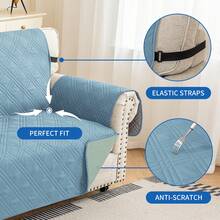 YSTYLE Single-Seater Sofa Cover With Armrests, Reversible Cat-Friendly Scratch-Resistant Couch Cover, Double-Sided Quilted Sofa Cover, Universal Sofa Cover - Clear Water Blue + Mint Green - View 5