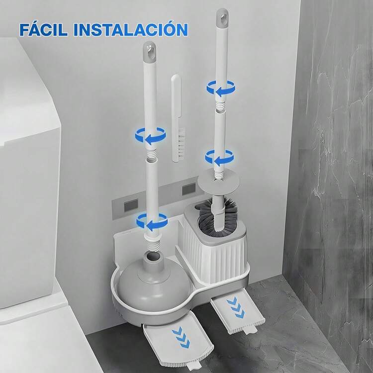 Juego de escobilla y Cepillo Inodoro para Baño,3 en 1 Cepillo Inodoros y Portacepillo,Escobilla Inodoro y Soporte,Cepillos y Portacepillos de Inodoro para Limpieza de baño,Kit de Cepillo de Inodoro - 1 - Añade 5