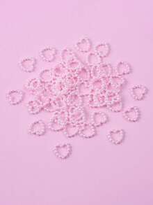 50 Peças de Ornamentos de Unha em Forma de Coração com Pérolas, Decorações de Arte de Unha 3D com Pérolas, Ornamentos de Unha Fofos, Suprimentos de Arte de Unha para o Dia dos Namorados, Artesanato de Unha com Pérolas em Forma de Coração Vazado Rosa e Branco, Decorações de Unha