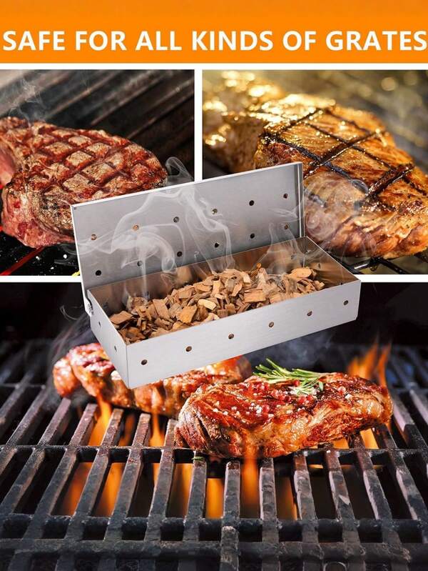 1 صندوق مدخن من الفولاذ المقاوم للصدأ: الإكسسوار النهائي للشواء على الغاز والفحم - مثالي لحفلات الشواء والتخييم والعطلات!