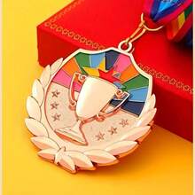 1枚优质锌合金奖牌 - 适用于运动和户外活动、马拉松、圣诞派对和装饰 - 提供粉色、金色、银色可选，体育比赛冠军奖牌，配有颈带，适用于体育运动、游戏比赛、道具、奖励、派对礼物和装饰、庆祝活动、团队运动、户外活动、各种比赛奖项