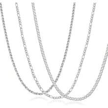 Men's Stainless Steel Silver Chain Necklace Sets ,Non Tarnish Cuban Link Jewelry Gifts - 銀色 - 查看 7