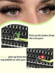 252 件 D 卷 SZY 睫毛套装 浓密睫毛 纤细单根假睫毛 带睫毛胶和密封睫毛卸妆器 睫毛镊子（60D+100D-10-18 毫米 - 套装）自然睫毛簇 - 黑色 - 查看 5