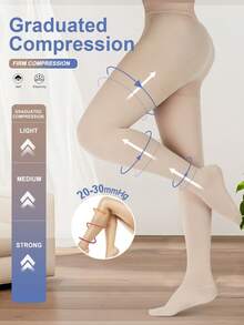 Women's Stretchy 20-30 MmHg Mid Compression Pantyhose Breathable & Soft High Waist Sexy Tight Stocking