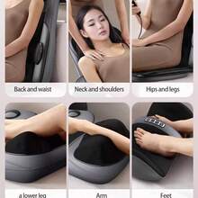 Full Body Massage Pad, Shiatsu Back Massager With Heat, 3D Kneading Massage Chair Pad, Electric Massage Seat Cushion For Body, Neck,Shoulder, With Movable Multi-Function Leg And Foot Massager For Office, Home - 灰色 - 查看 9