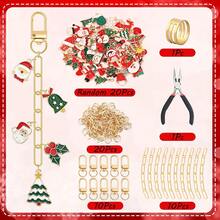 42/62 piezas Kit de fabricación de llaveros de Navidad DIY, Llaveros personalizados DIY para mujeres, Fabricación de joyas artesanales, Incluye colgantes de aleación de zinc al azar, Llaveros, Cadenas de extensión, Anillas y alicates de joyería, Accesorios de joyería DIY creativos, Adecuado para regalos navideños