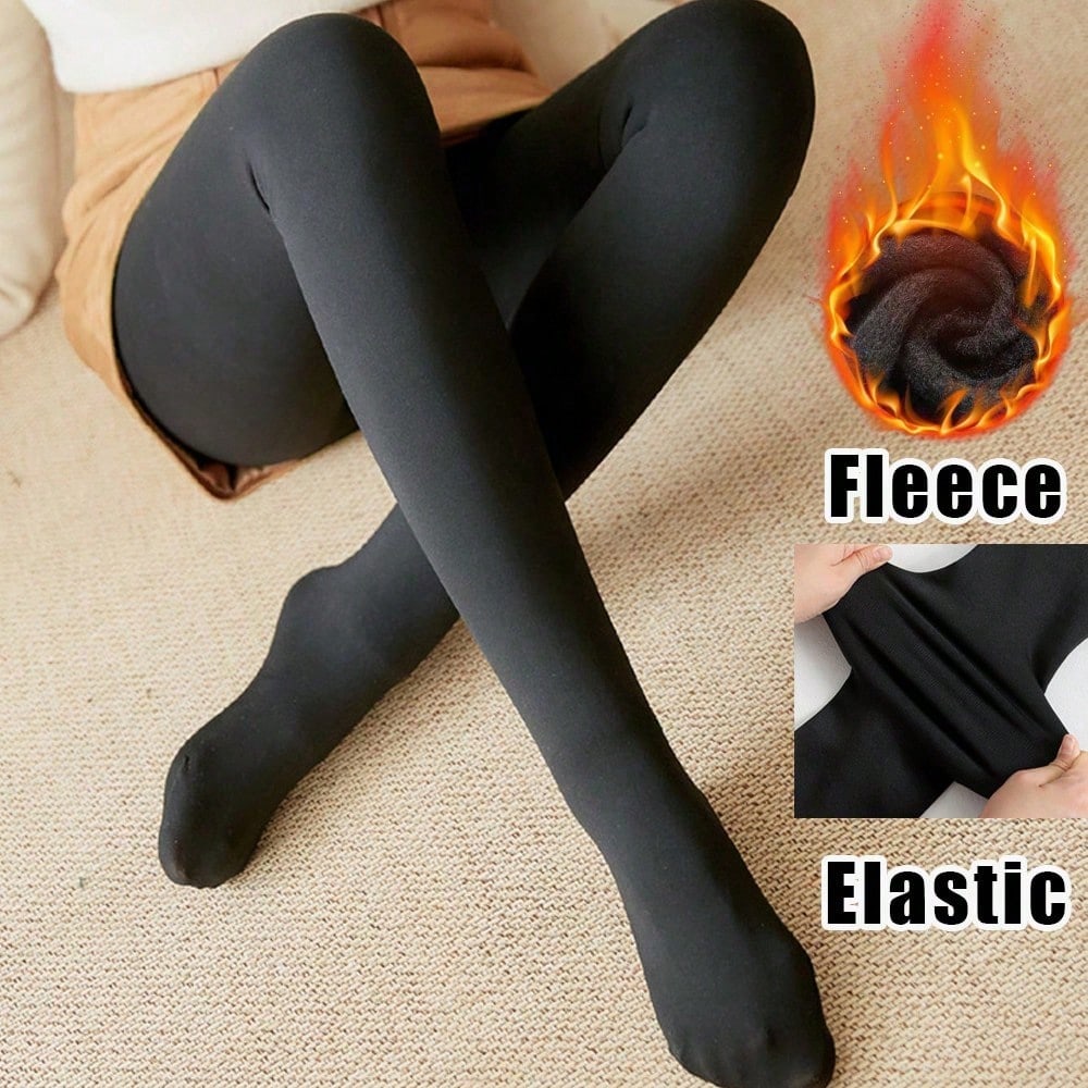Medias gruesas y cálidas para mujer, medias térmicas forradas para invierno, pantimedias semitransparentes elásticas de cintura alta, delgadas y se