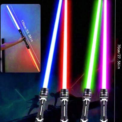 Bộ 1 thanh kiếm laser có thể kéo dài, đồ chơi giảm căng thẳng dạng que phát sáng, ánh sáng ngẫu nhiên (không bao gồm pin), một số bộ phận có màu sắc ngẫu nhiên, kiếm, trò chơi, đồ trang trí Giáng sinh, đồ chơi tương tác cho trẻ em, quà tặng tiệc tùng, quà sinh nhật