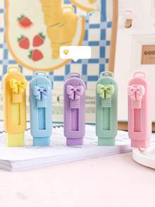 1pc Sliding Telescopic Eraser, Multi-Color Sliding Telescopic Plastic Cap Pencil Eraser, School Office Large Eraser, Drawing Art Eraser, Standard Pencil Eraser, Office Correction Product - Multicolor - View 6