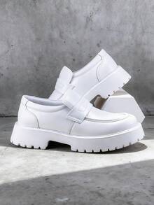 New Designer Men's Slip-On Loafers, Glossy Patent Leather Thick Sole Elevator Shoes, Retro British Style, Suitable For Back To School, College, Graduation, Formal Occasions, Soft & Comfortable Round Toe, Elegant Dress Shoes, Gentlemen Business Casual, Daily Wear, Couple/Dating/Party/Wedding, Recommend Ordering One Size Up Formal/Business Formal