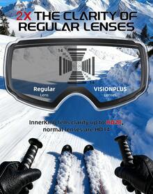 OTG Ski Goggles, Interchangeable Magnetic Lens Snow Goggles, Anti Fog Snowboard Goggles For Women Men Adult Youth - 銀色 - 查看 5