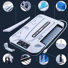 Game Console Vertical Cooling Stand With Dual Controller Charging Station, 3-Speed ​​Adjustable Fan For Enhanced Airflow, Compatible With  UHD And Digital Edition Consoles. - White - View 6